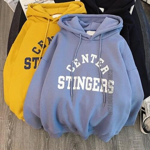 Large Size Hoodies Printed Women Leisure Letter Long Sleeve Hooded Womens Pullover Soft Cotton Korean Style Ladies Sweatshirts