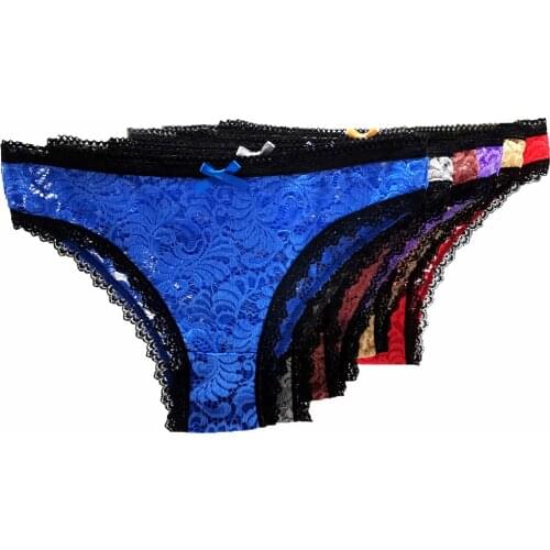 Lot 6 PCS Sexy Full Lace Pantites Women Underwear LadiesLow Waisted Half Hips Cover Briefs Knickers Lingerie Underpants #9508