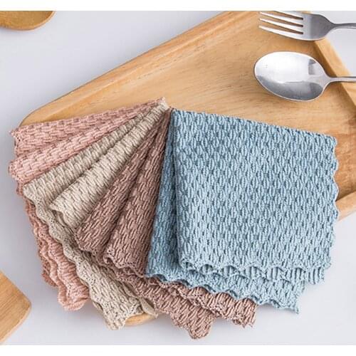 1/5 Pcs Kitchen Anti-grease Wiping Rags Efficient Super Absorbent Microfiber Cleaning Cloth Kitchen Washing Dish Cleaning Towel