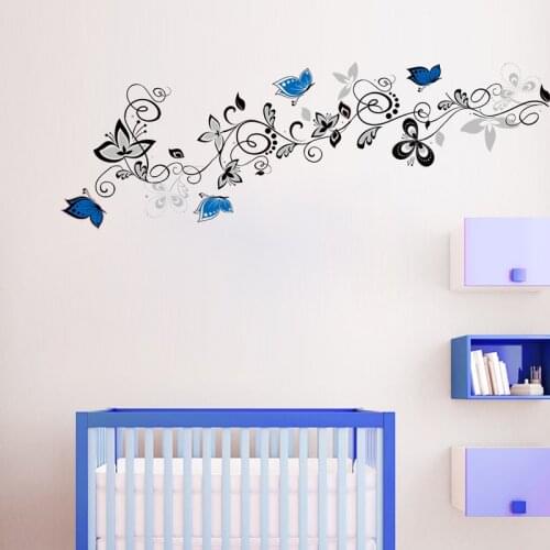 Creative flower vine Butterflies wall sticker for home decor waterproof DIY background decoration wallpaper art Decals stickers