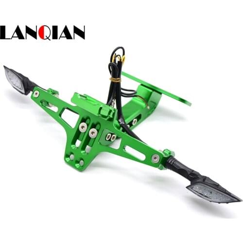 Universal CNC Motorcycle Street License Plate Mount indicator lights with LED Light For 200 390 690 990 1290 RC8R RC8