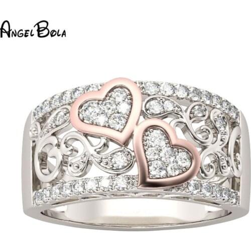 Fashion Design Jewelry Wedding Band Rings for Women Rose Gold Color CZ Stone Female Finger Ring Love Gifts Drop Shipping