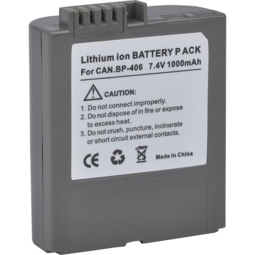 1PC 7.4V 1000mAh BP-406 BP 406 Li-ion Camera Battery for Canon BP-407,MV3,DM-MV4i,MVX10i,Elura 10,Elura 10MC, Optura 300
