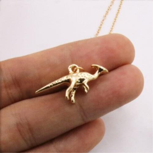 30PCS Fashion Parasaurolophus Necklace Mini Late Cretaceous Dinosaur Pendant Gold Silver Rose Three Color Optional For Unisex