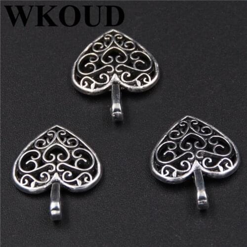 30pcs Silver Plated Hearts Pendants DIY Retro Necklace Bracelet Accessories For Woman Metal Jewelry Handicraft Making 18*15mm
