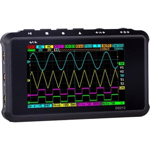 4 Channel Digital Oscilloscope 100MS/s Sampling Rate 15MHz Analog Bandwidth LCD Display Portable Handheld Mini Support Storage