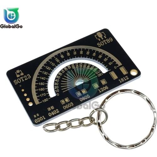 4CM Multifunctional PCB Measuring Ruler Tool Engineering Ruler with Keychain Protractor Measurement Tool