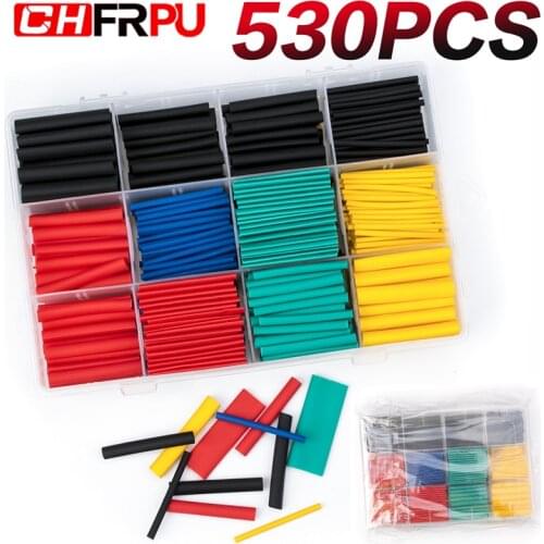 530pcs/box of heat-shrinkable tube kit can shrink various polyolefin insulated tubes heat-shrinkable tubes wires and cables 2:1