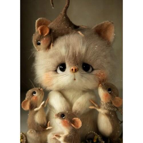 5D diy diamond embroidery mosaic cat & mouse diamond painting cross stitch cartoon full square/round diamond decoration home