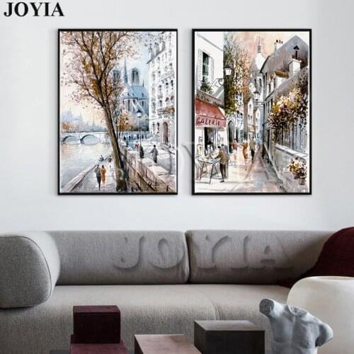 Abstract Street Canvas Art Painting Sketch European Paris City Scenery Print Style Oil Painting Decor Pictures 2 Piece No Frame