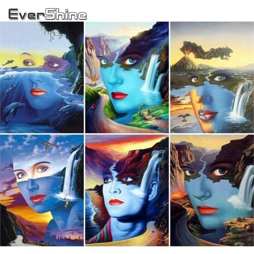 EverShine 5D Diamond Painting Portrait Picture Of Rhinestones Diamond Mosaic Scenic Waterfall Cross Stitch Embroidery Handicraft