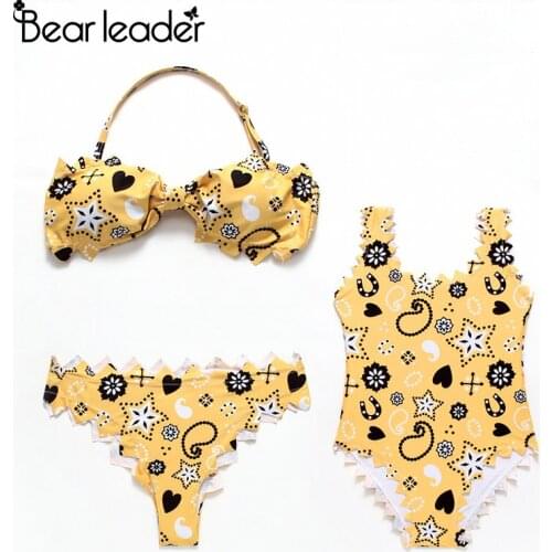 Bear Leader Swimsuit 2021 Summer Matching Family Outfits Star Pattern Swimsuit Swimwear for family matching clothes