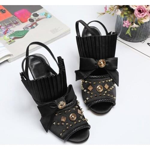 Free shipping fashion women high heels studded spikes ankle sandals shoes brand new big size
