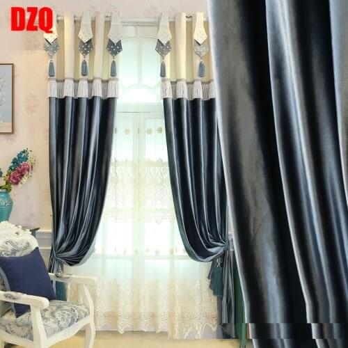 European French window Italian flannel splicing finished bedroom curtain cloth yarn