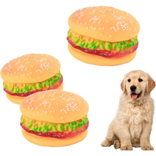 Toys for Dog Simulation Hamburger Shaped Pet Dog Toys Funny Sound Squeak Toy for Dogs Cats Training Playing Chewing Fidget Toys