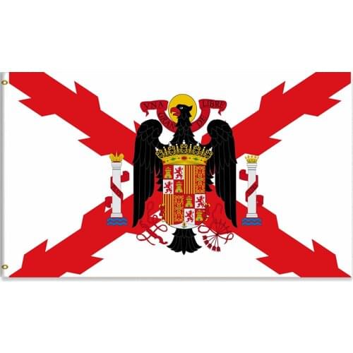Spain Flag Empire with Eagle Burgundy Cross Banner 3x5 FT 100D Polyester Brass Grommets