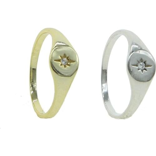 Hot Fashion Star Ring Tiny Delicate white cz Gold Color Rings for girls single Zircon Shining delicate mini midi finger ring