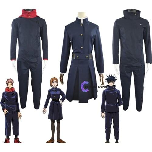 Anime Costumes Jujutsu Kaisen Itadori Yuji Cosplay Costume Kugisaki Nobara Wigs Fushiguro Megumi Uniform Set and Headwear