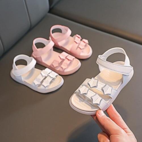 Summer Newborn Infant Baby Girls Stars Print Princess Shoes Toddler Baby Pink White Kids Rubber Sandals 1 2 3 4 5 6 Years Old