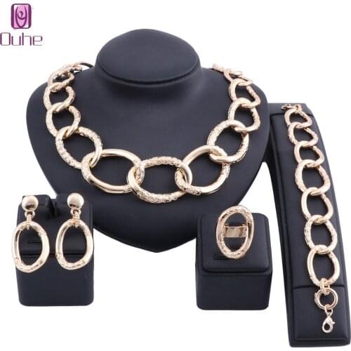 Fashion Exquisite Dubai Jewelry Set Luxury Gold Color Wedding In Nigeria African Jewelry wholesale Jewelry Accessories Sets