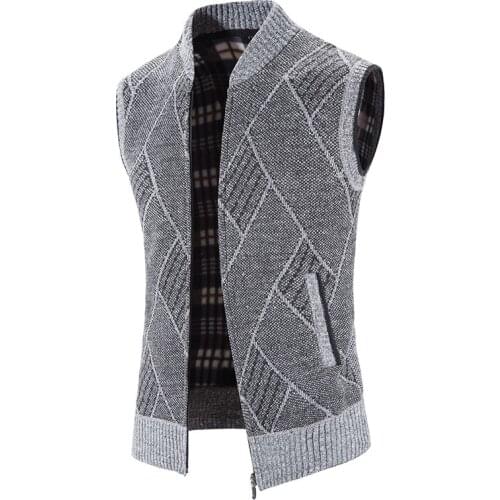 Mens Sweater Knitted Vest Men Vests Sweather Men Clothes Korean Vest Thickened Mens Coat Comfort Zipper 2021 Winter New Clothes