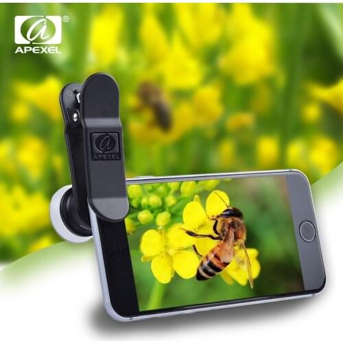 APEXEL HD 2 in 1 Functions Phone Camera Lens Fixed 12X Macro + 24X Super Macro Lens Kit Universal For iPhone Android Smartphones