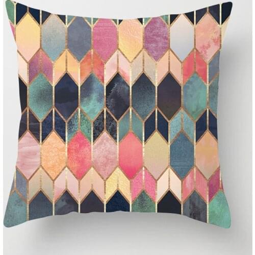 Colorful Geometry Pattern Cushion Covers Home Decorative Pillows Case Throw Pillows Cover Map Velvet Pillow Case For Sofa