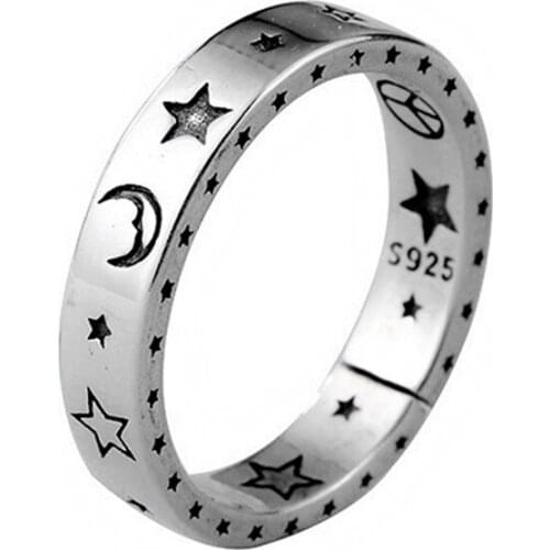 Charming Open Moon Star Ring for Women Vintage Boho Party Rings Gothic Punk Jewelry Gifts for Girls 2021