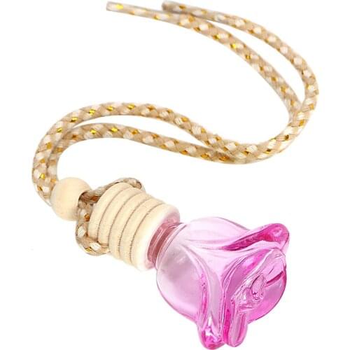 Hanging Glass Bottle Air Freshener Perfume Pendant Car Perfume Bottle Car-styling Car Accessories Auto Ornament Flower Shape