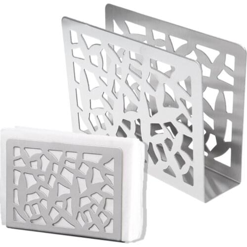 Stainless Steel Napkin Rack Box Tissue Holder Cutlery Hollow Design Table Decor 37MF