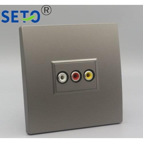SeTo 86 Type Single Port RCA AV Audio White Red Yellow Panel Wall Plate Socket Gray Panel Faceplate Keystone