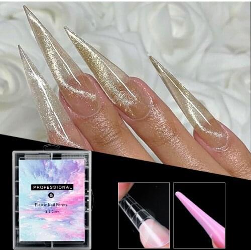 120Pcs Plastic Form System Quick Building Mold Dual Form False Nails Reusable Clear Manicure Tools for Extension Gel Nail Art