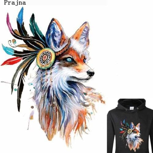 DIY Locely Animal Printing Heat Transfer Fox Thermal Stickers On Clothes Iron On Printed Transfer Patches Apparel Accessories