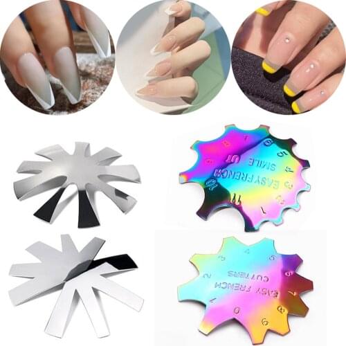 Pro 8/9Sizes Easy French Smile Cut V Line Silver Super Long 19StyleS Shape Tips Nail Cutter Manicure Edge Trimmer Nails Art Tool
