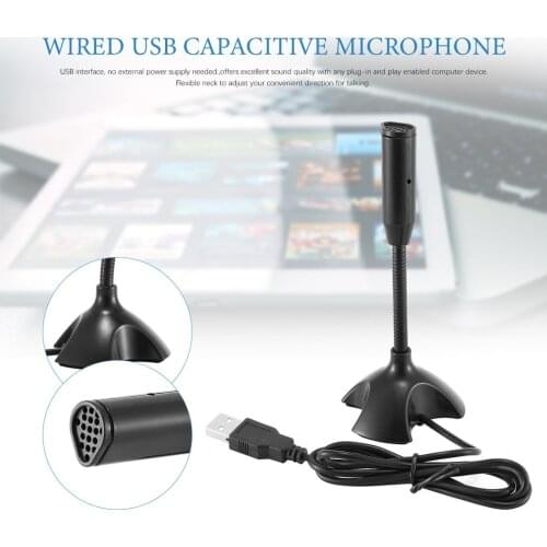 Dedicate USB Capacitive Mini Microphone Stand for PC Laptop Notebook Online Chat Recording Black Wired Device Single Microphone