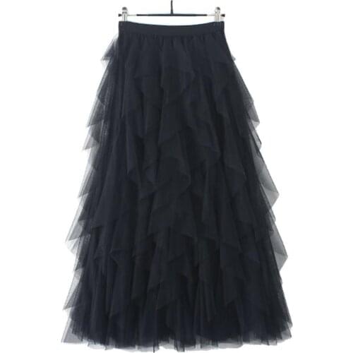 80% HOT SALES！！！Princess Fairy Women High Waist Irregular Multi-layer Tulle Maxi Cake Skirt