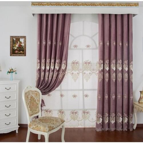 European Style Curtains for Living Room Bedroom Study Water-Soluble Embroidered Curtains Jacquard Curtain