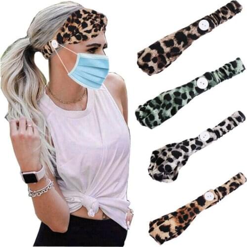 1Pc Cotton Leopard Headband 2020 Wide-brimmed Button Hairband Elastic Knotted Sports Headband Yoga Hair Band