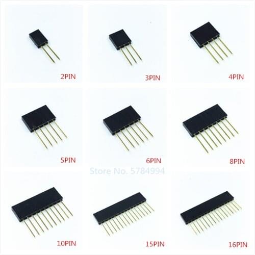 2.54mm Single Row Female Long leg 11mm pin Breakaway PCB Board Pin Header socket Connector 1*2/3/4/5/6/8/10/15/16Pin For Arduino