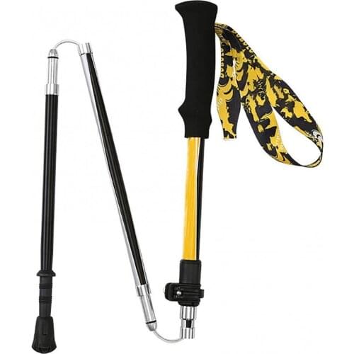 3 Sections Aluminum Alloy Folding Trekking Pole Walking Stick with Long Handle Walking Poles Nordic Walking Sticks