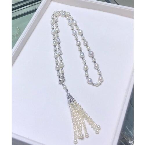 90cm Freshwater Baroque Pearl Sweater Necklace Keshi Pearl Long Necklace Gifts For Mother/Girlfriend