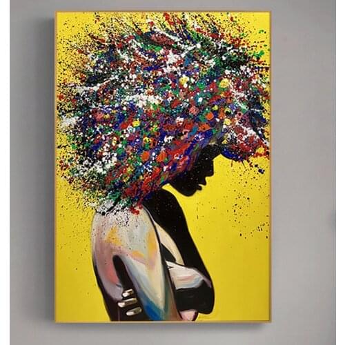 Abstract Colourful Hair Modern Girl Home Decor Oil Painting On Canvas Posters And Prints Wall Art Picture For Living Room