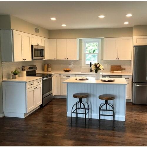 White Shaker Solid Wood Kitchen Cabinets In Modern Style
