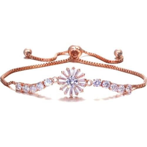 Bettyue Brand White/Rose Gold Color snowflake Chain Link Adjustable Bracelet for Women AAA Zircon Crystal Jewelry Wedding Gift