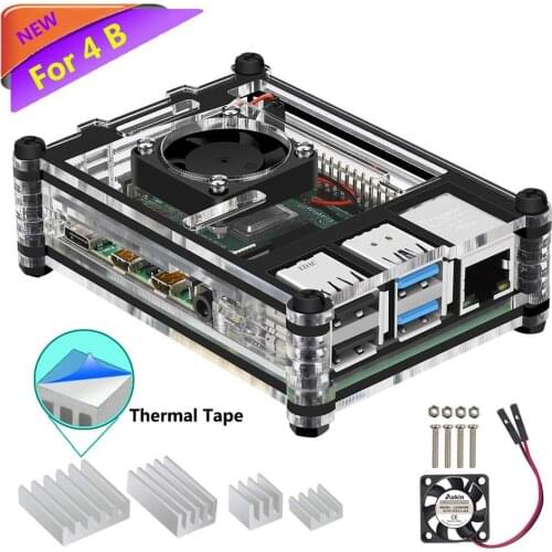 Raspberry Pi 4 Case, Pi 4 Case with Fan Raspberry Pi 4 Heatsink Raspberry Pi 4 Fan for Raspberry Pi 4 Model B/Pi 4 B