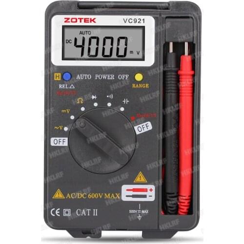 ZOTEK VC921 4000 Counts Digital Multimeter Autoranging Pocket DC AC Voltage Ohm Capacitance Diode Continuity Multi MeterTester