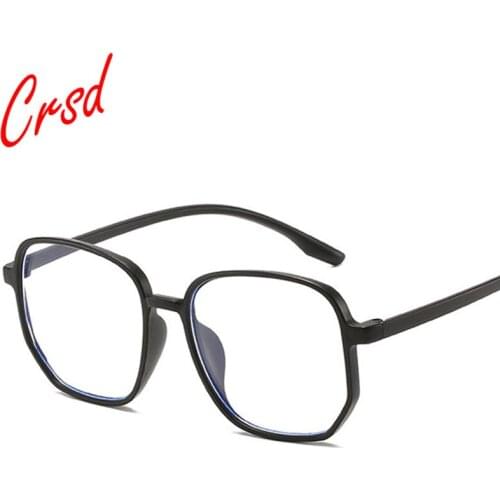 CRSD 2020 Fashion Polygon Transparent Big Frame Female Flat Oversized Square Optical Anti-blue Light Unisex Trend Glasses Frame