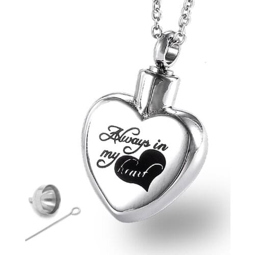 RIR Flower Always in My Heart Cremation Memorial Urn Necklace Ashes Keepsake Pendant with Funnel