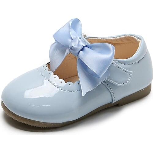 Spring Autumn Baby Dancing Shoes Cute Bow Patent Leather Princess Shoes Solid Color Kids Toddler Girl Shoes First Walkers