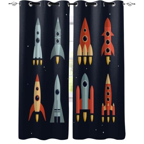 Space Rockets Design Window Curtains for Living Room Luxury Kitchen Bedroom Drapes Home Decor Backdrop Curtain